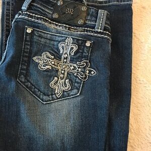Miss Me Blue Embellished Cross Jeans